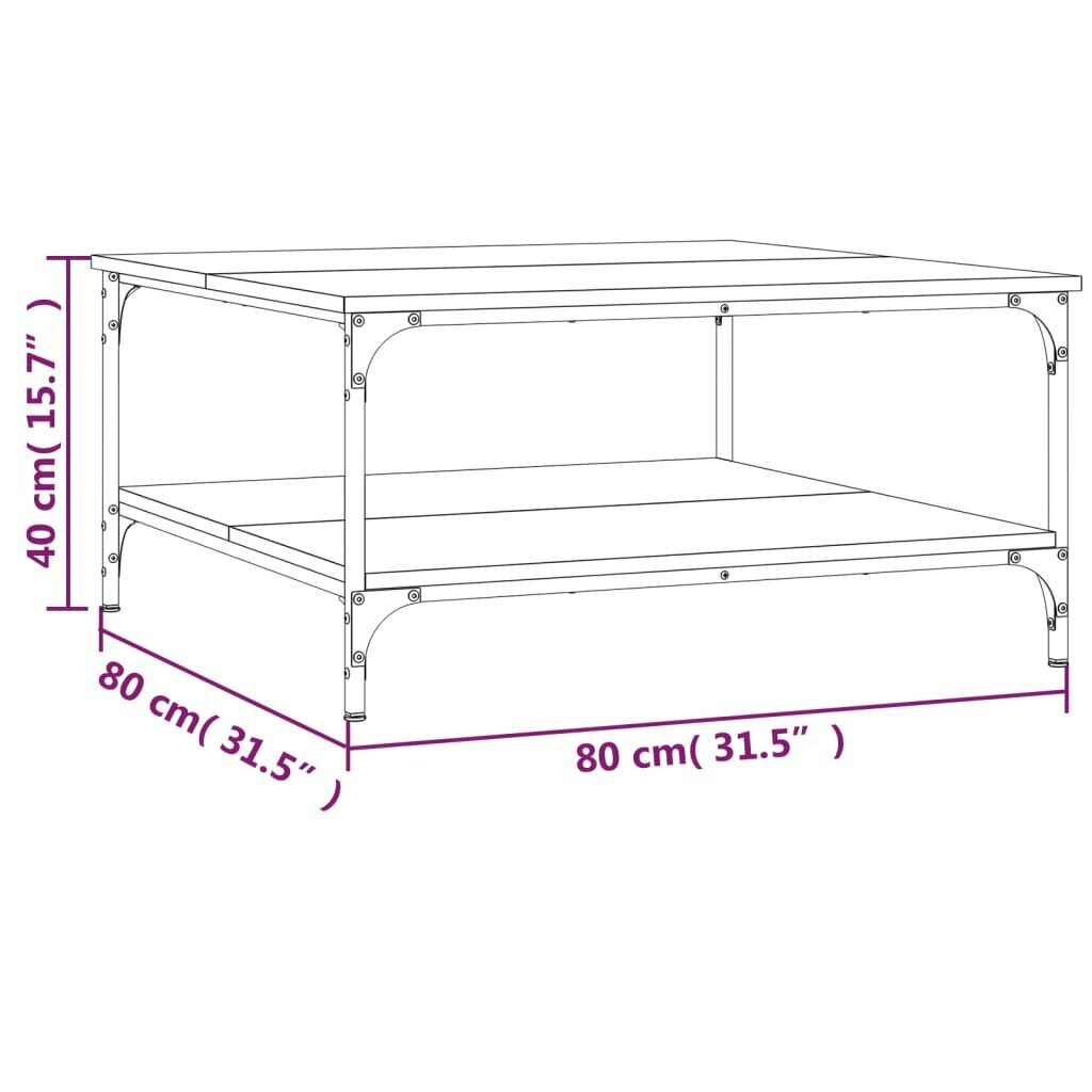 vidaXL Sohvapöytä ruskea tammi 80x80x40 cm tekninen puu hinta ja tiedot | Sohvapöydät | hobbyhall.fi