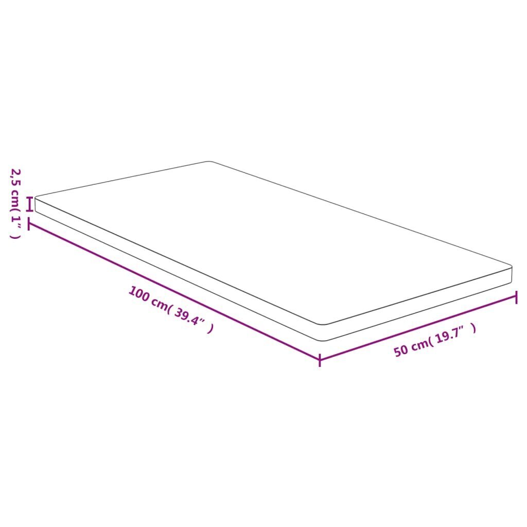 vidaXL Pöytälevy 50x100x2,5 cm bambu hinta ja tiedot | Pöytälevyt | hobbyhall.fi