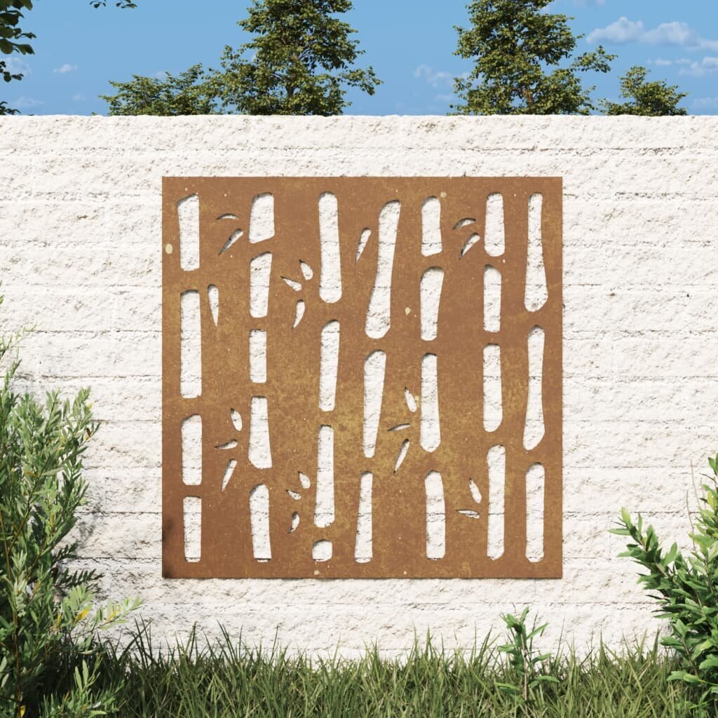 vidaXL Puutarhaseinäkoriste 55x55 cm corten teräs bambukuvio hinta ja tiedot | Sisustustuotteet | hobbyhall.fi