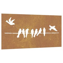 vidaXL Puutarhaseinäkoriste 105x55 cm corten teräs lintukuvio hinta ja tiedot | Sisustustuotteet | hobbyhall.fi