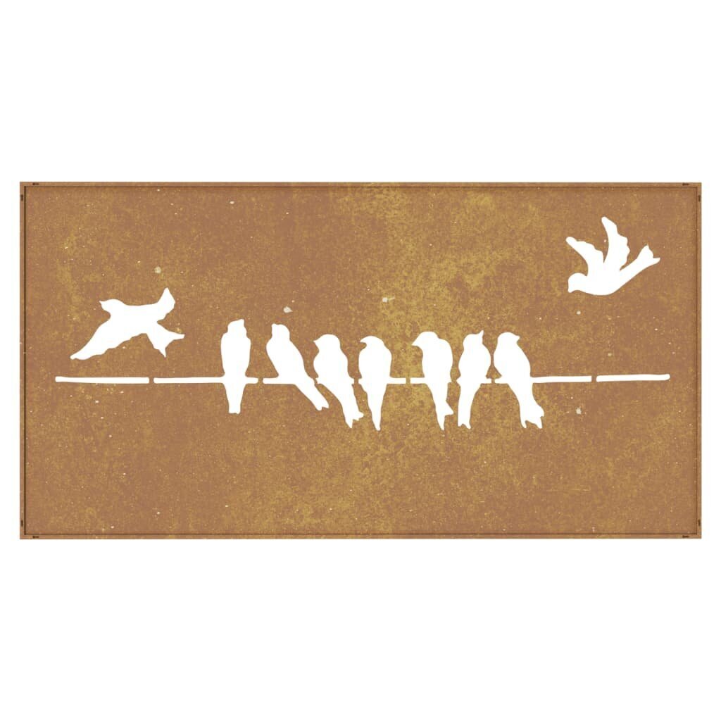 vidaXL Puutarhaseinäkoriste 105x55 cm corten teräs lintukuvio hinta ja tiedot | Sisustustuotteet | hobbyhall.fi