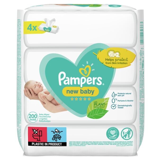 Kosteuspyyhkeet vauvoille, Pampers New Baby, 4x50 kpl hinta ja tiedot | Vauvojen kosteuspyyhkeet | hobbyhall.fi