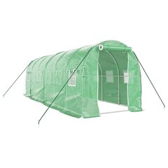 vidaXL Kasvihuone teräsrungolla vihreä 12 m² 6x2x2 m hinta ja tiedot | Kasvihuoneet | hobbyhall.fi