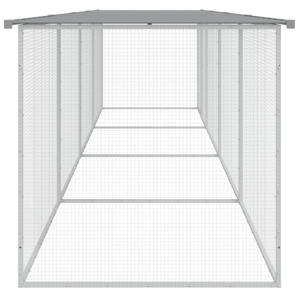 vidaXL Kanahäkki katolla vaaleanharmaa 403x98x90 cm galvanoitu teräs hinta ja tiedot | Lintulaudat ja lintuhäkit | hobbyhall.fi