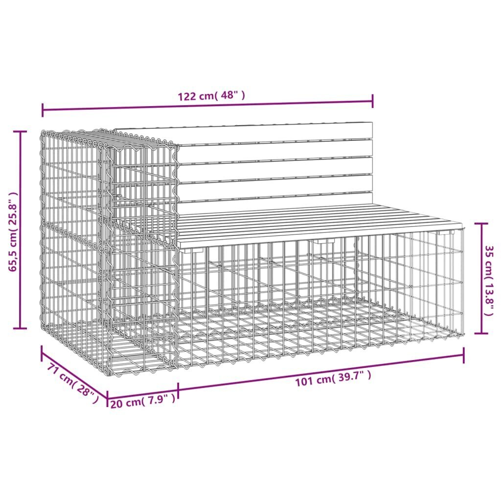 vidaXL Puutarhapenkki kivikori tyyli 122x71x65,5 cm täysi douglaskuusi hinta ja tiedot | Puutarhapenkit | hobbyhall.fi