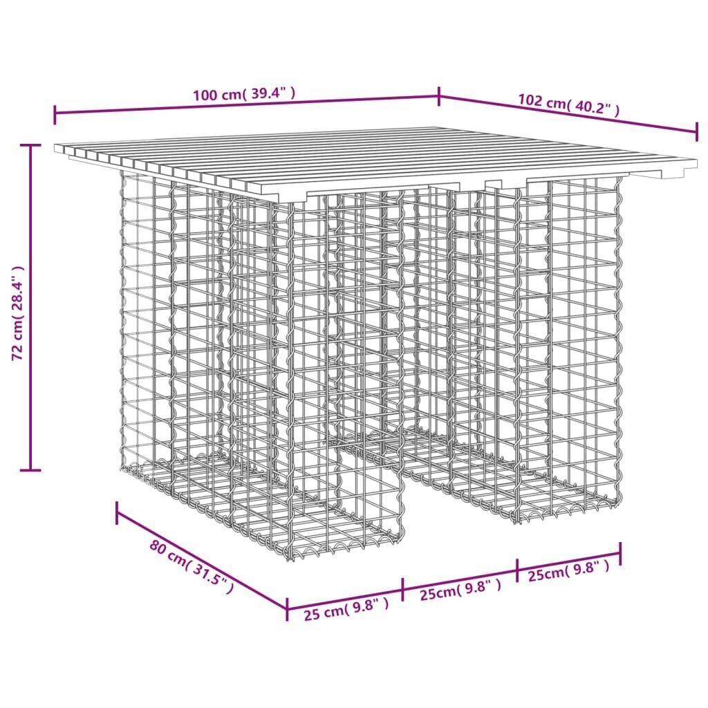 vidaXL Puutarhapenkki kivikori tyyli 100x102x72 cm kyllästetty mänty hinta ja tiedot | Puutarhapenkit | hobbyhall.fi