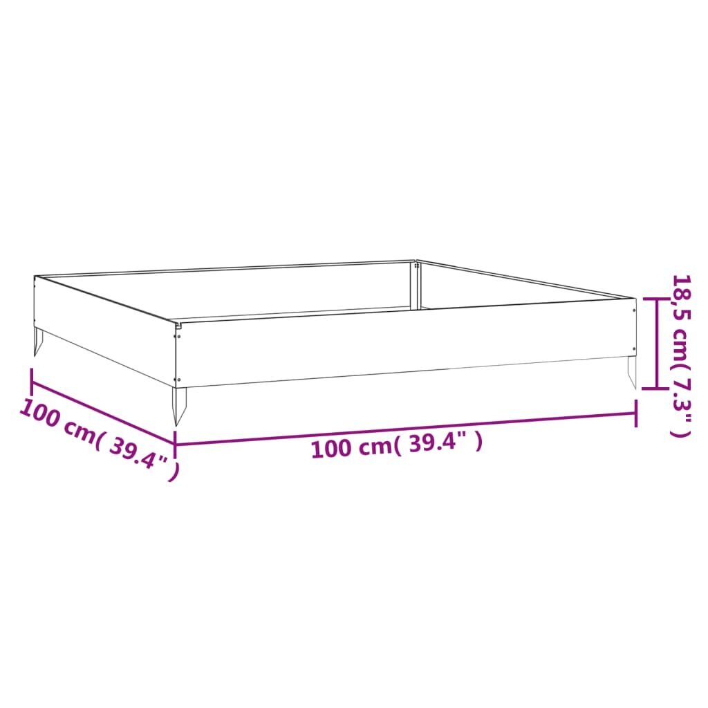 vidaXL Korotettu kukkalaatikko 100x100x18,5 cm Corten teräs hinta ja tiedot | Kukkalaatikot | hobbyhall.fi