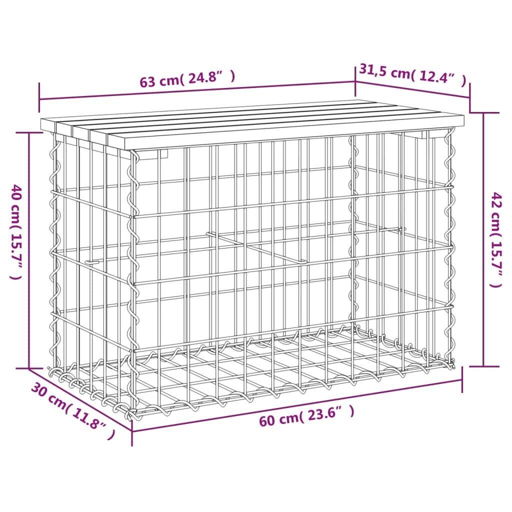 vidaXL Puutarhapenkki kivikori tyyli 63x31,5x42 cm täysi mänty hinta ja tiedot | Puutarhapenkit | hobbyhall.fi