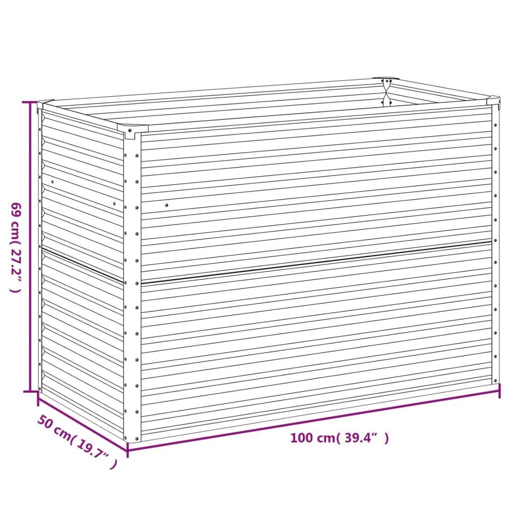 vidaXL Korotettu kukkalaatikko 100x50x69 cm Corten teräs hinta ja tiedot | Kukkalaatikot | hobbyhall.fi