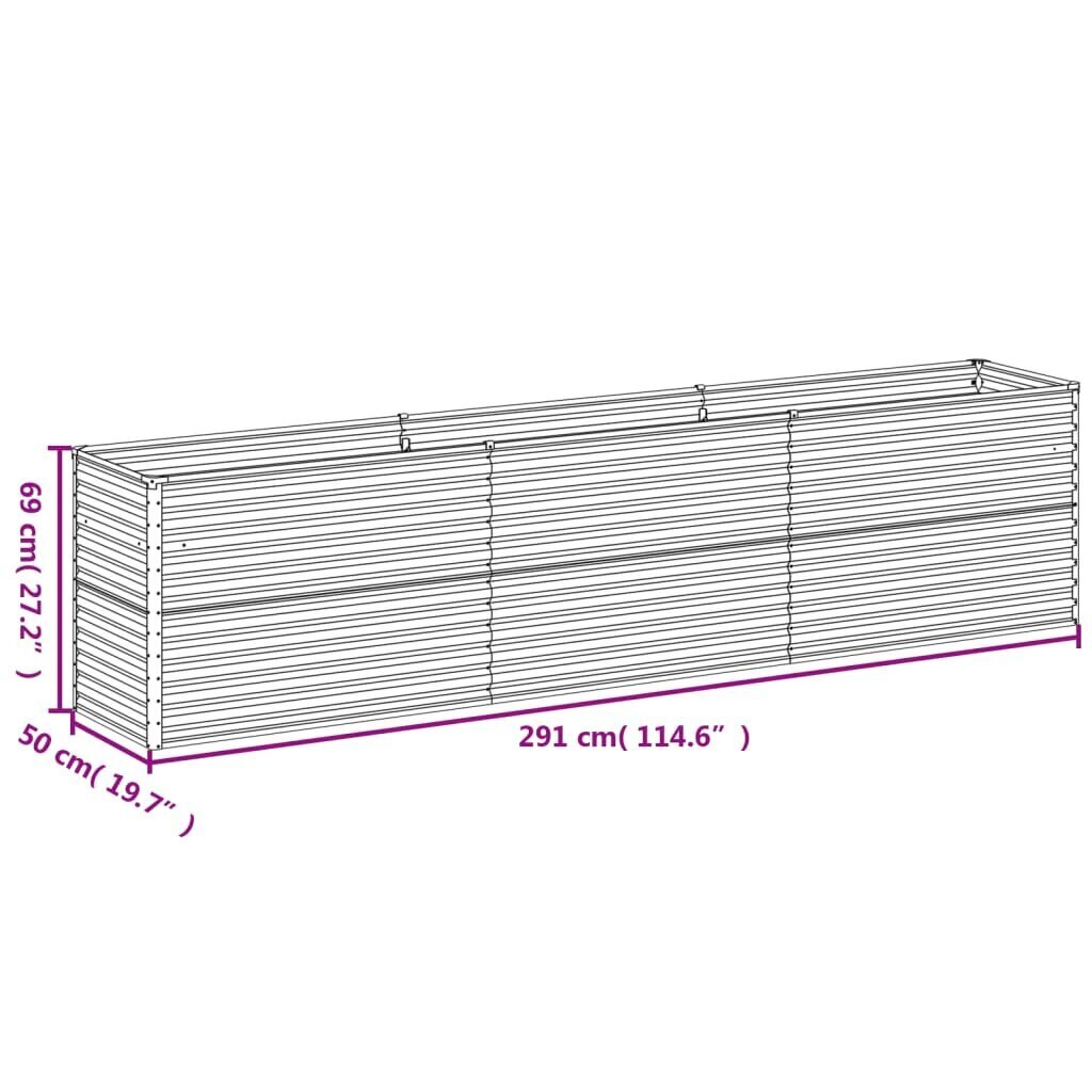 vidaXL Korotettu kukkalaatikko 291x50x69 cm Corten teräs hinta ja tiedot | Kukkalaatikot | hobbyhall.fi