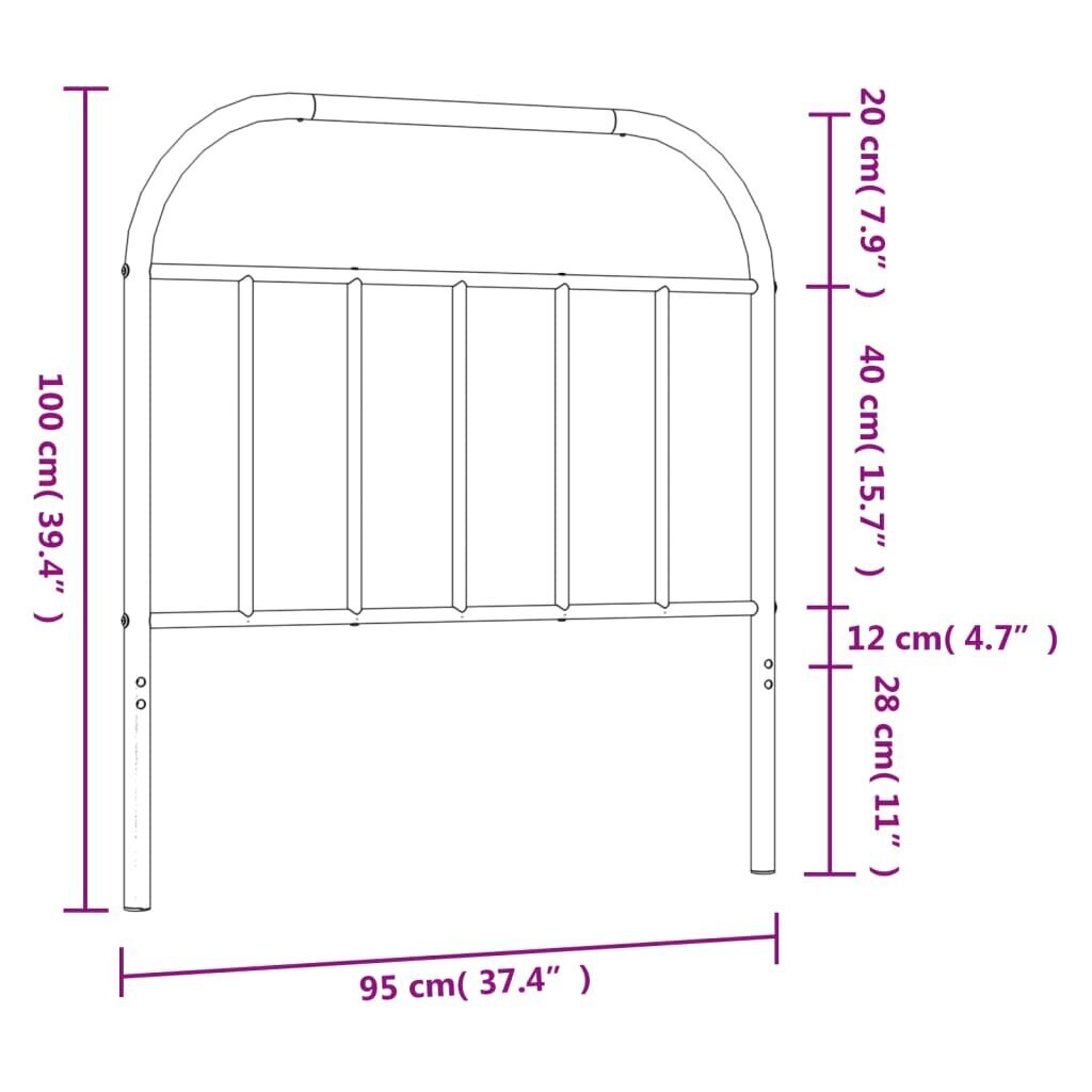 vidaXL Metallinen sängynpääty musta 90 cm hinta ja tiedot | Sängyt | hobbyhall.fi