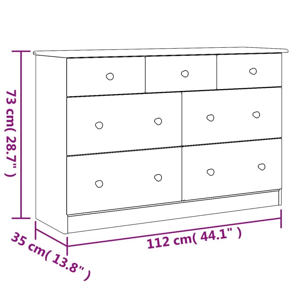 vidaXL Lipasto ALTA 112x35x73 cm täysi mänty hinta ja tiedot | Lipastot | hobbyhall.fi