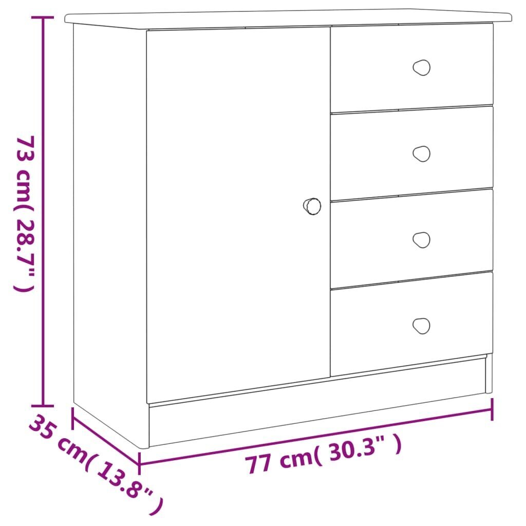 vidaXL Senkki ALTA valkoinen 77x35x73 cm täysi mänty hinta ja tiedot | Olohuoneen kaapit ja lipastot | hobbyhall.fi