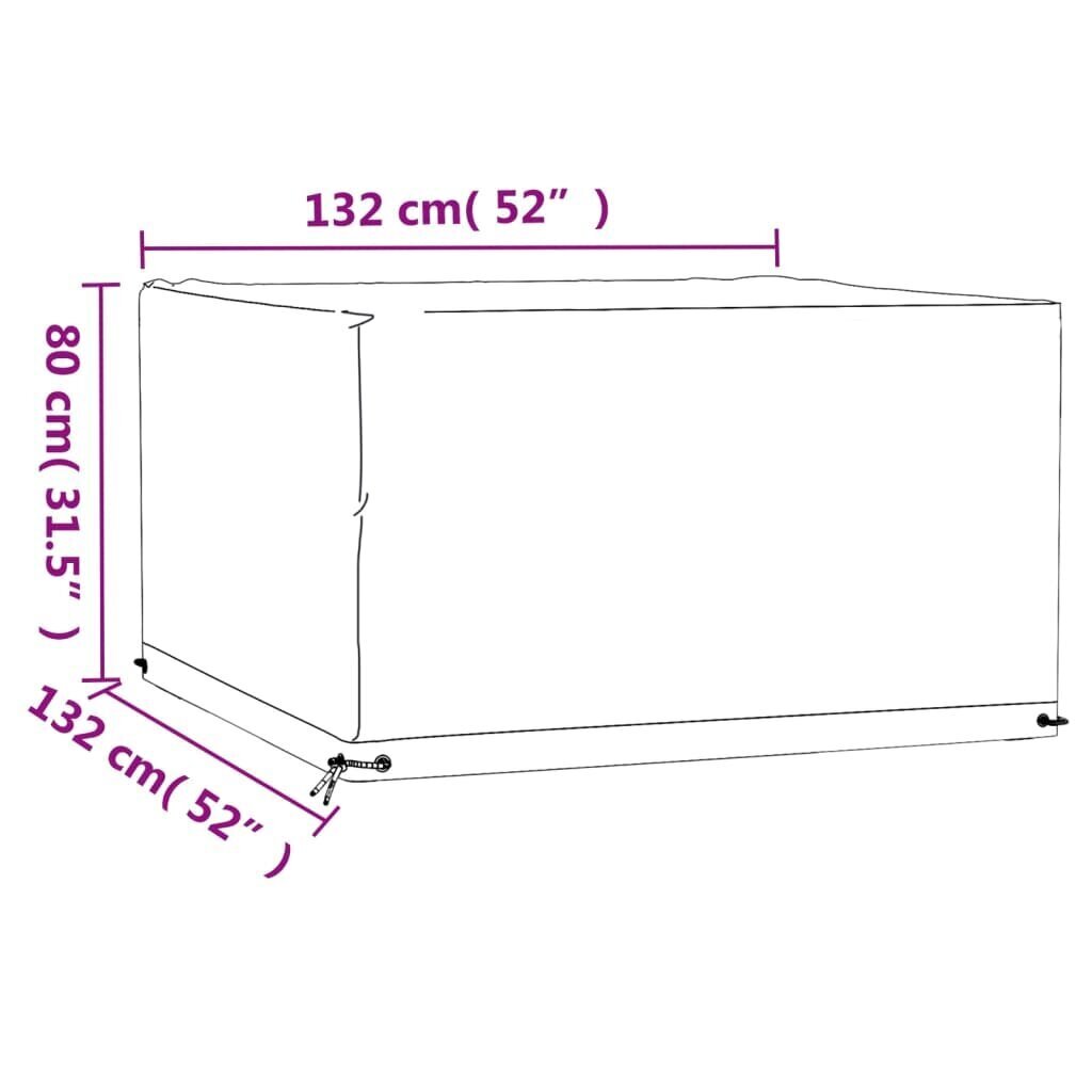 vidaXL Puutarhakalusteiden suoja 8 purjerengasta 132x132x80 cm neliö hinta ja tiedot | Istuintyynyt, pehmusteet ja päälliset | hobbyhall.fi