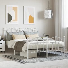 vidaXL Metallinen sängynrunko päädyillä valkoinen 140x190 cm hinta ja tiedot | Sängyt | hobbyhall.fi