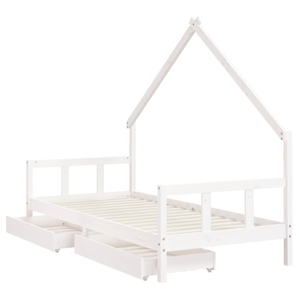 vidaXL Lasten sängynrunko laatikoilla valkoinen 90x190 cm täysi mänty hinta ja tiedot | Lastensängyt | hobbyhall.fi