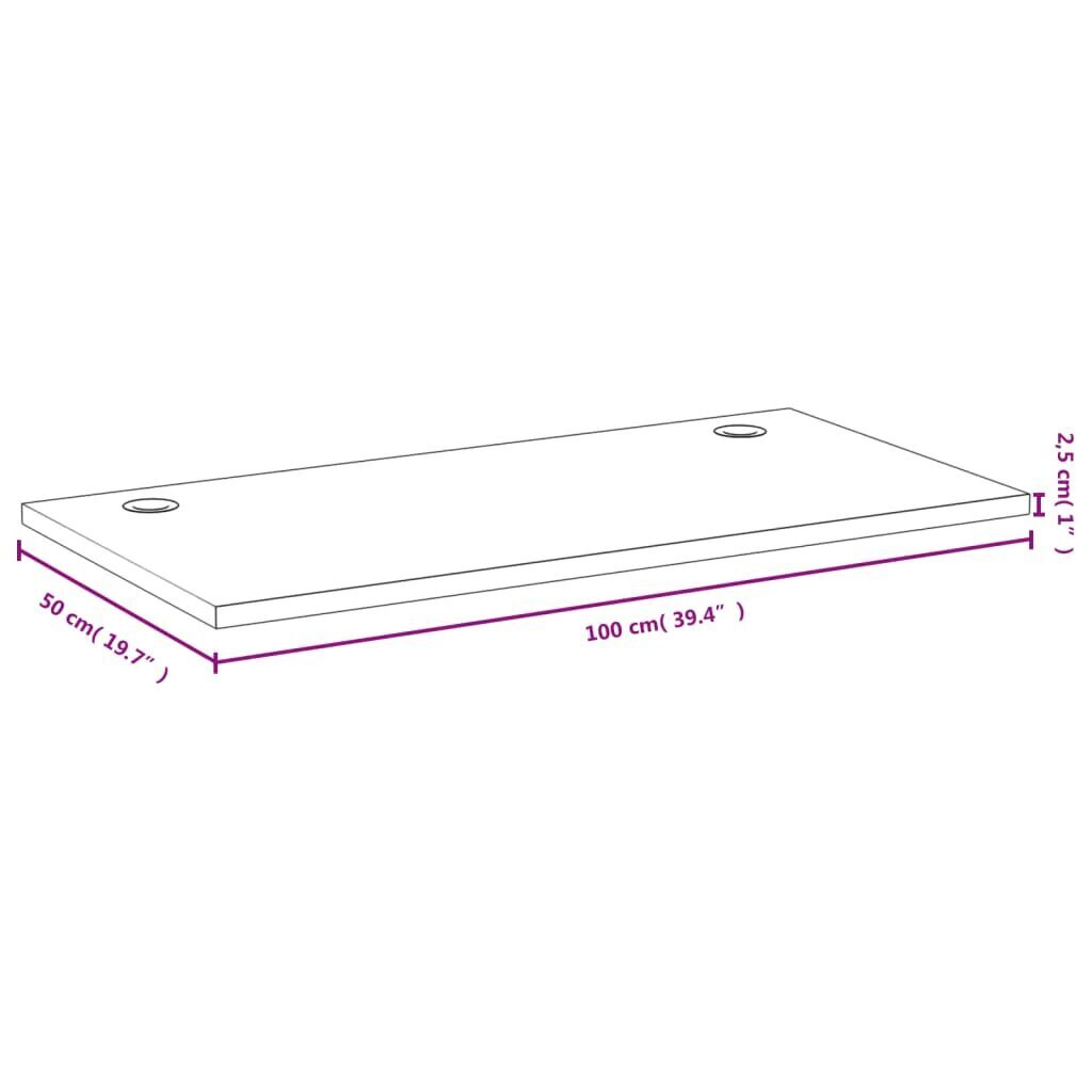 vidaXL Pöytälevy 100x50x2,5 cm bambu hinta ja tiedot | Pöytälevyt | hobbyhall.fi