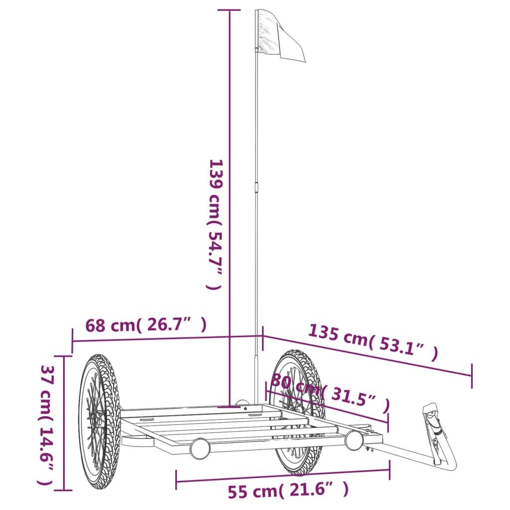 vidaXL Peräkärry polkupyörään musta 135x68x37 cm rauta hinta ja tiedot | Polkupyörän peräkärryt | hobbyhall.fi