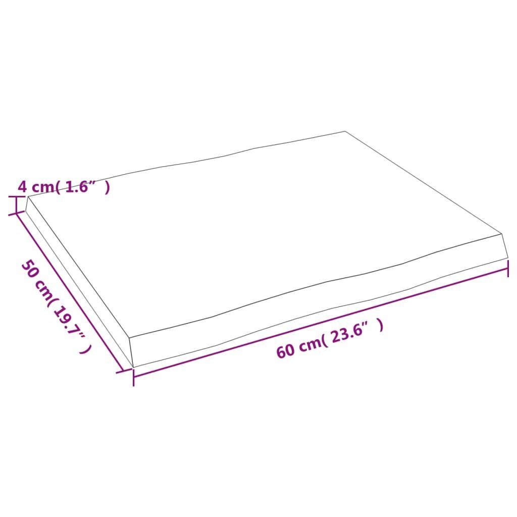 vidaXL Pöytälevy ruskea 60x50x(2-4)cm käsitelty täystammi elävä reuna hinta ja tiedot | Pöytälevyt | hobbyhall.fi