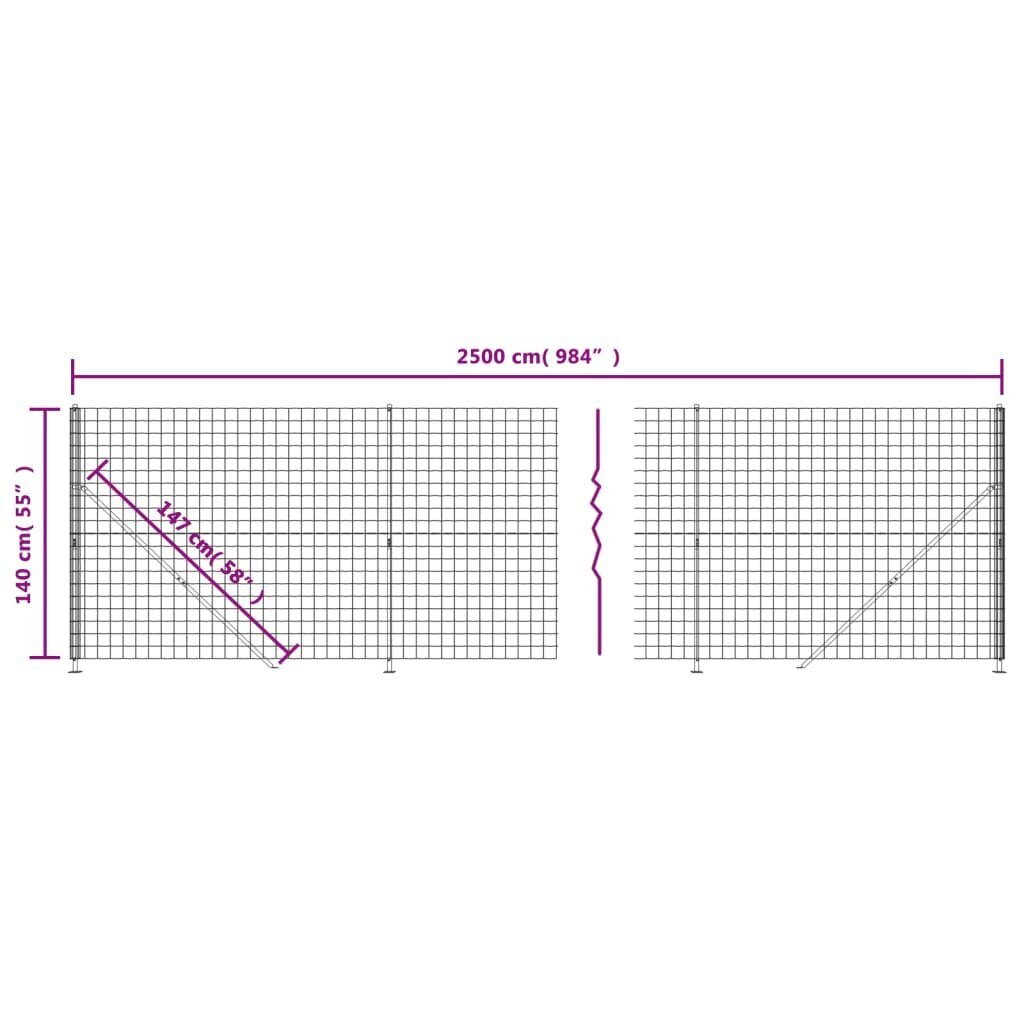 vidaXL Verkkoaita laipalla vihreä 1,4x25 m hinta ja tiedot | Aidat ja tarvikkeet | hobbyhall.fi