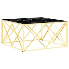 vidaXL Sohvapöytä kulta 80x80x40 cm ruostumaton teräs ja lasi hinta ja tiedot | Sohvapöydät | hobbyhall.fi