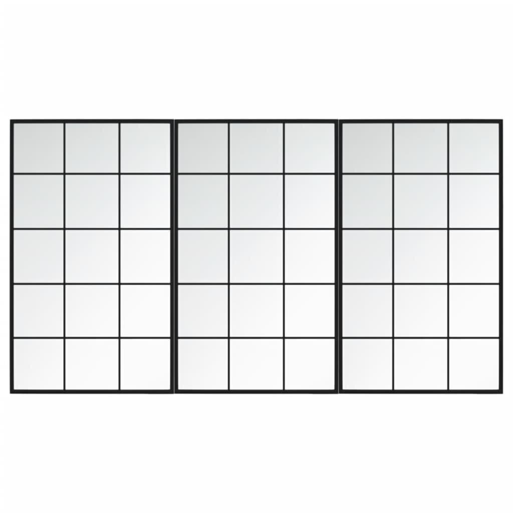 vidaXL Seinäpeilit 3 kpl musta 100x60 cm metalli hinta ja tiedot | Peilit | hobbyhall.fi