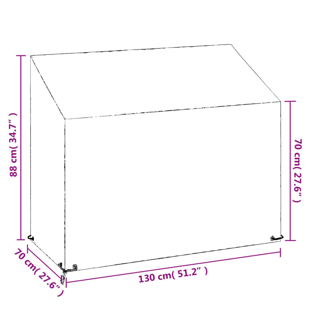 vidaXL Puutarhapenkkisuoja 8 purjerengasta 130x70x70/88 cm polyeteeni hinta ja tiedot | Istuintyynyt, pehmusteet ja päälliset | hobbyhall.fi