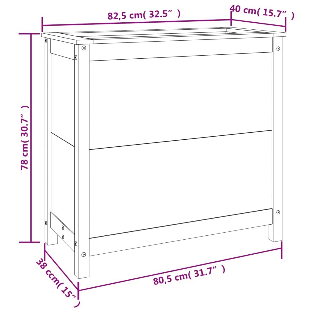 vidaXL Kukkalaatikko 82,5x40x78 cm täysi douglaskuusi hinta ja tiedot | Kukkalaatikot | hobbyhall.fi