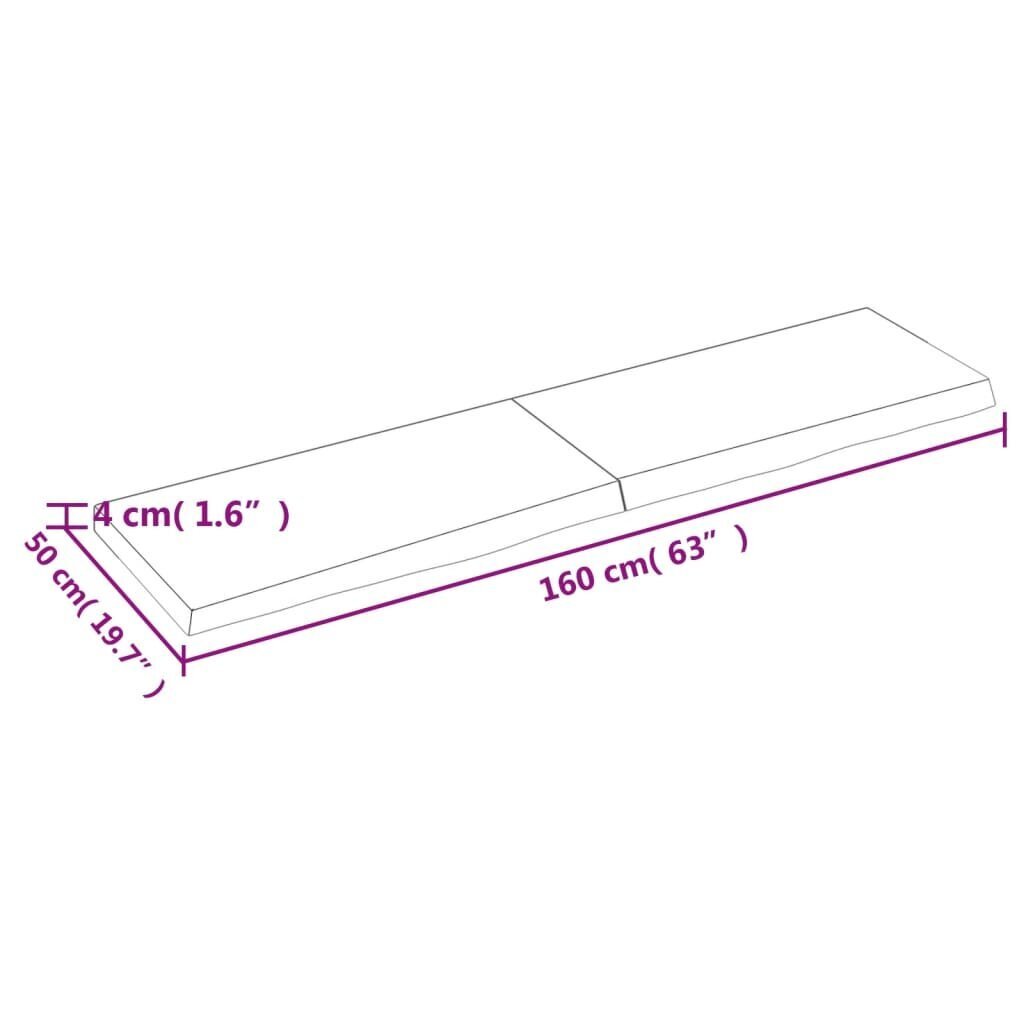 vidaXL Kylpyhuoneen työtaso t.harmaa 160x50x4 cm käsitelty täysi puu hinta ja tiedot | Pöytälevyt | hobbyhall.fi