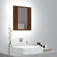vidaXL LED peilikaappi ruskea tammi 40x12x45 cm tekninen puu hinta ja tiedot | Kylpyhuonekaapit | hobbyhall.fi
