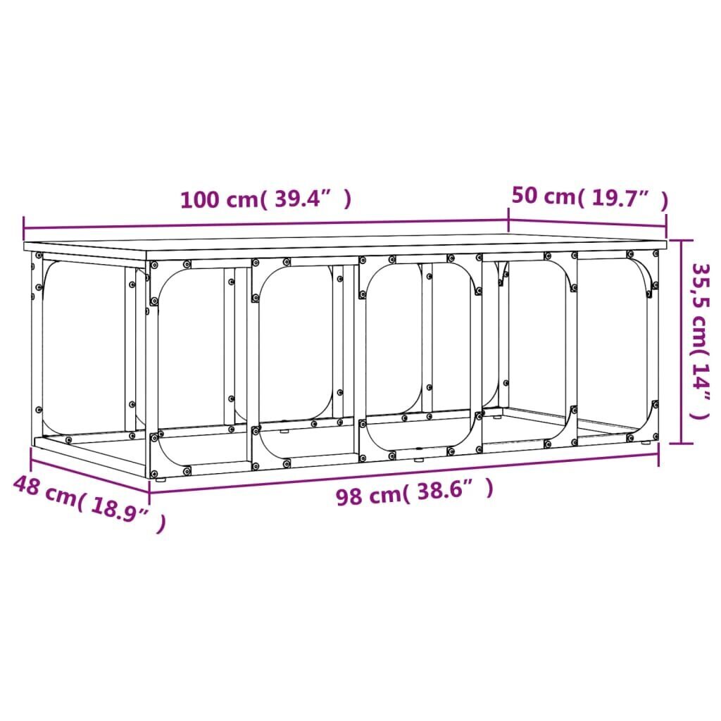 vidaXL Sohvapöytä savutammi 100x50x35,5 cm tekninen puu hinta ja tiedot | Sohvapöydät | hobbyhall.fi