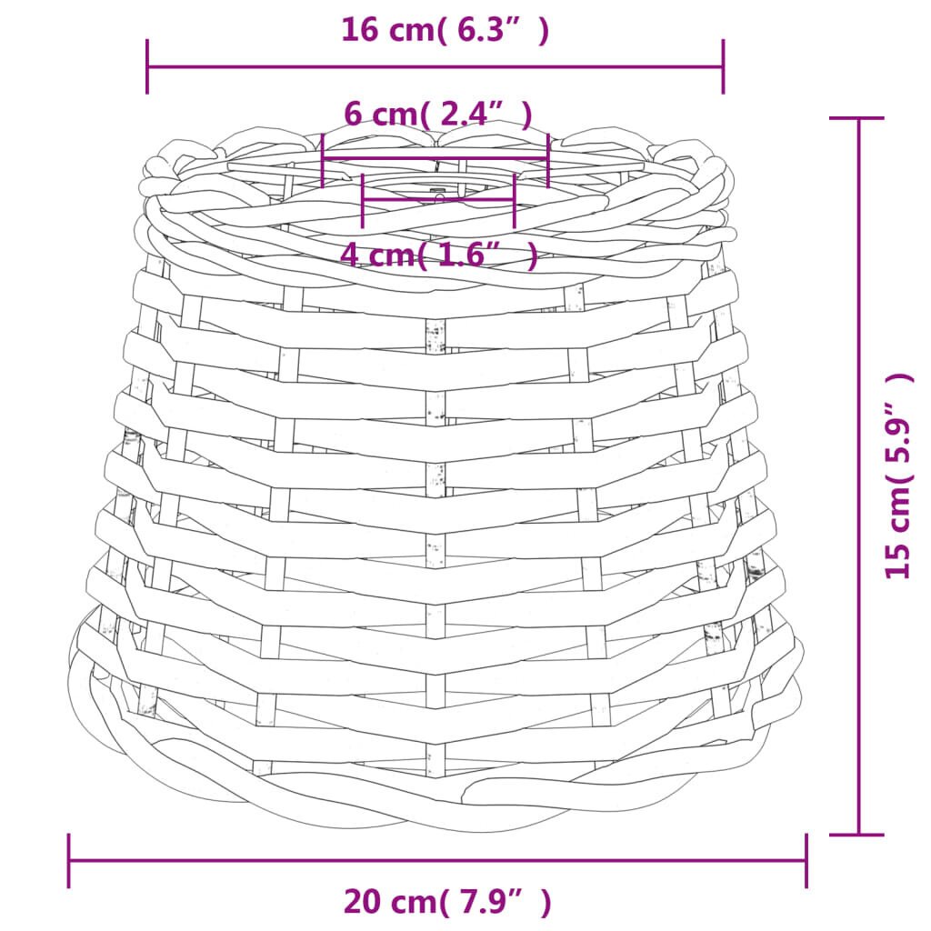 vidaXL Lampunvarjostin ruskea Ø20x15 cm paju hinta ja tiedot | Kattovalaisimet | hobbyhall.fi