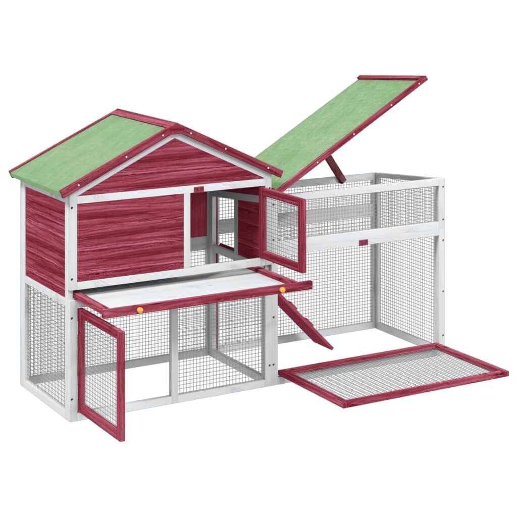 vidaXL Kaninkoppi punainen 185,5x60,5x109,5 cm täysi mänty hinta ja tiedot | Kuljetushäkit ja kuljetuslaatikot | hobbyhall.fi