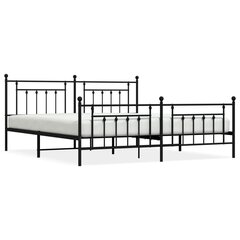 vidaXL Metallinen sängynrunko päädyillä musta 193x203 cm hinta ja tiedot | Sängyt | hobbyhall.fi