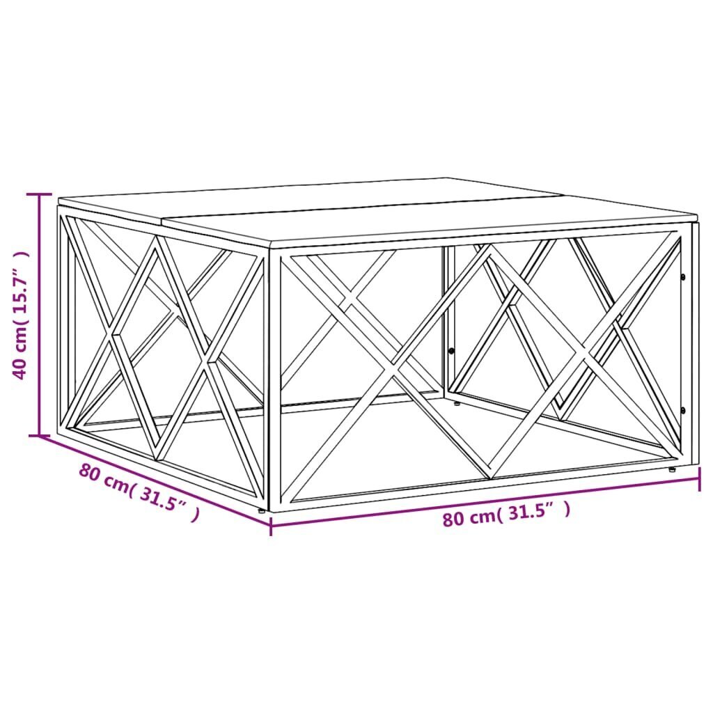 vidaXL Sohvapöytä hopea ruostumaton teräs ja kierrätetty täyspuu hinta ja tiedot | Sohvapöydät | hobbyhall.fi