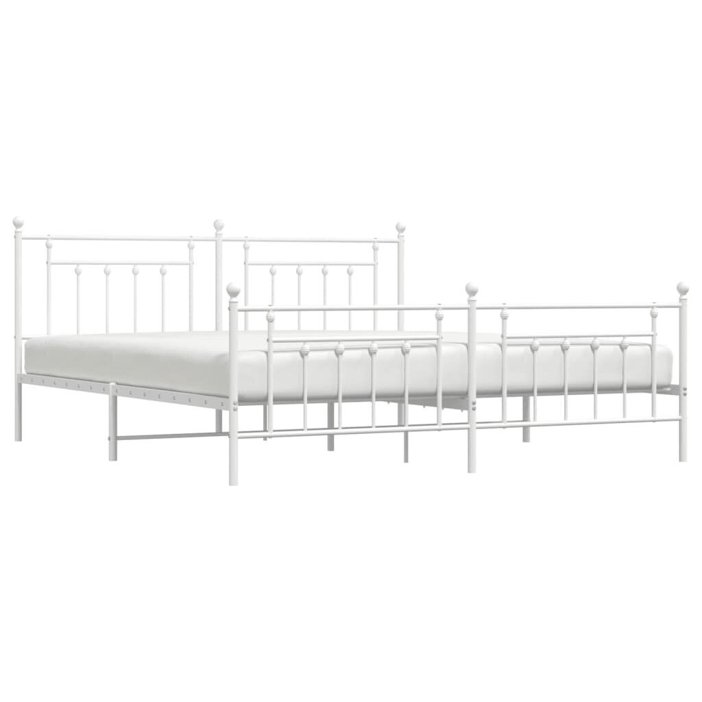 vidaXL Metallinen sängynrunko päädyillä valkoinen 193x203 cm hinta ja tiedot | Sängyt | hobbyhall.fi