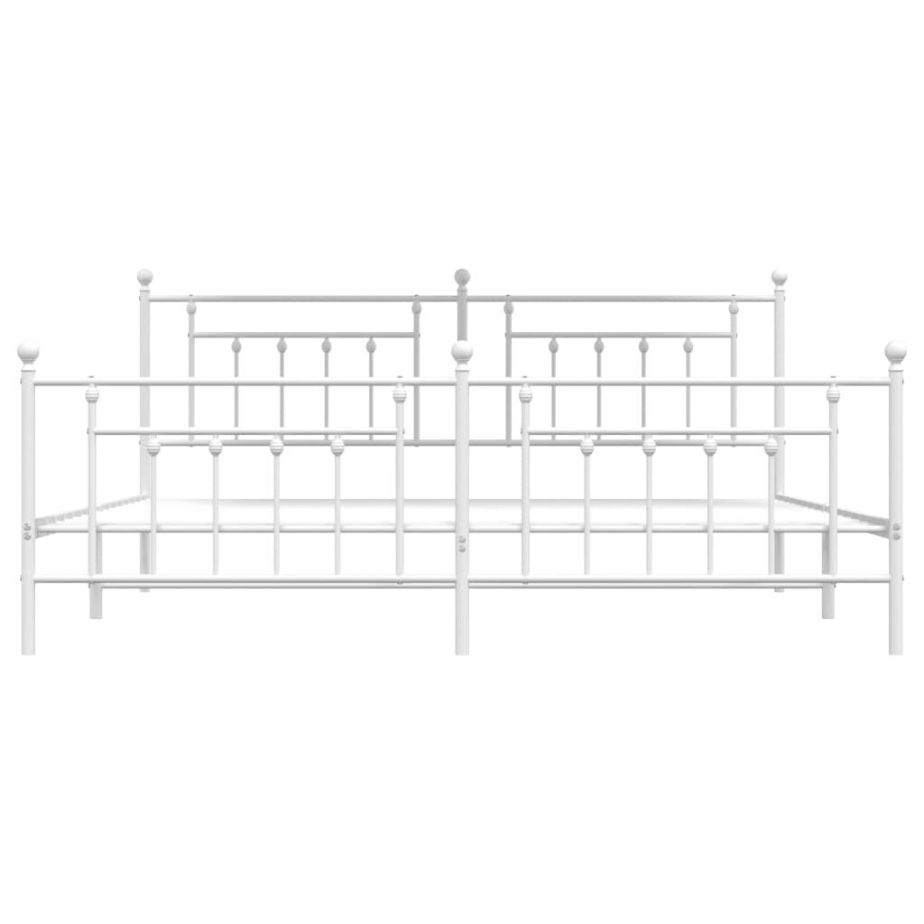 vidaXL Metallinen sängynrunko päädyillä valkoinen 193x203 cm hinta ja tiedot | Sängyt | hobbyhall.fi