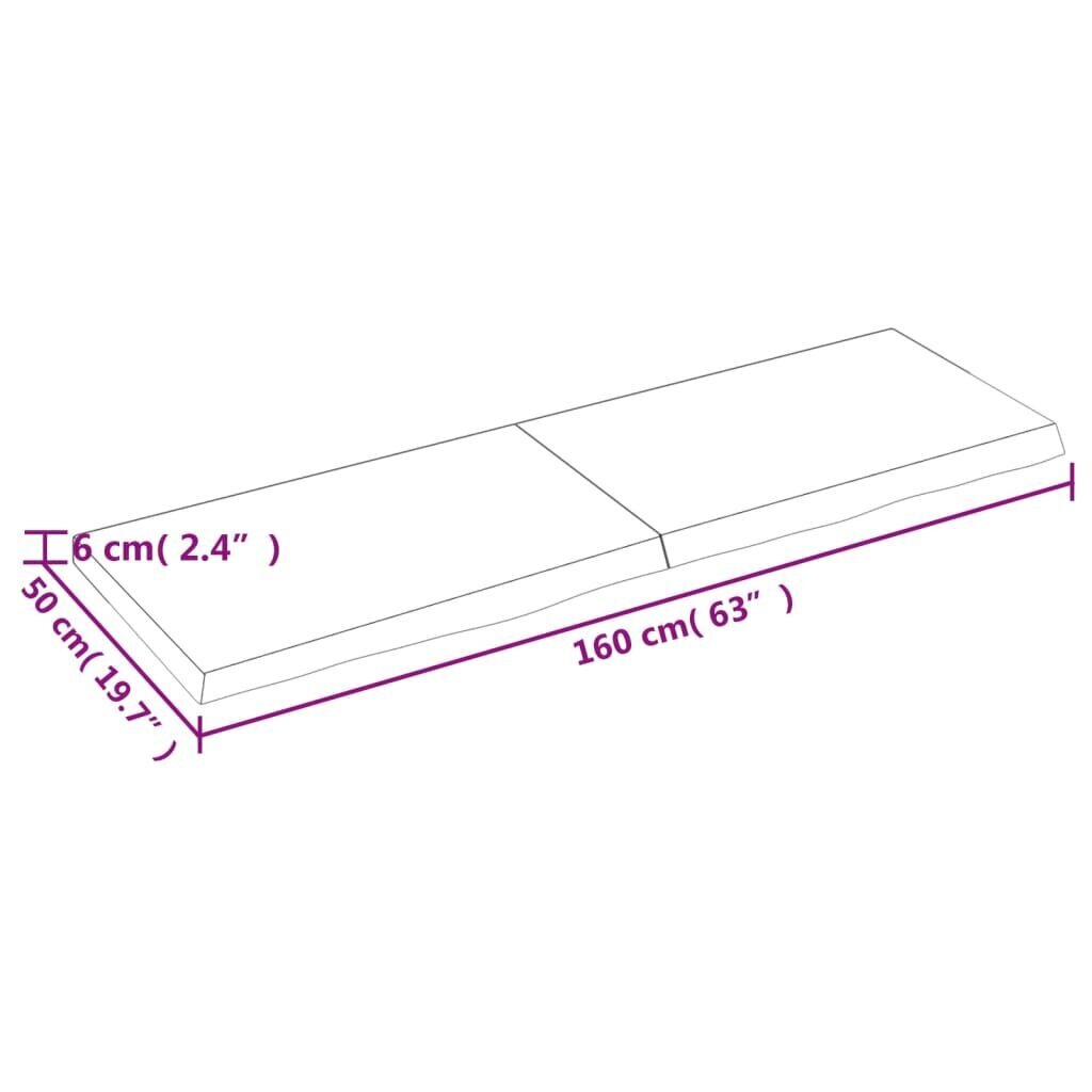 vidaXL Seinähylly tummanruskea 160x50x(2-6) cm käsitelty täystammi hinta ja tiedot | Hyllyt | hobbyhall.fi