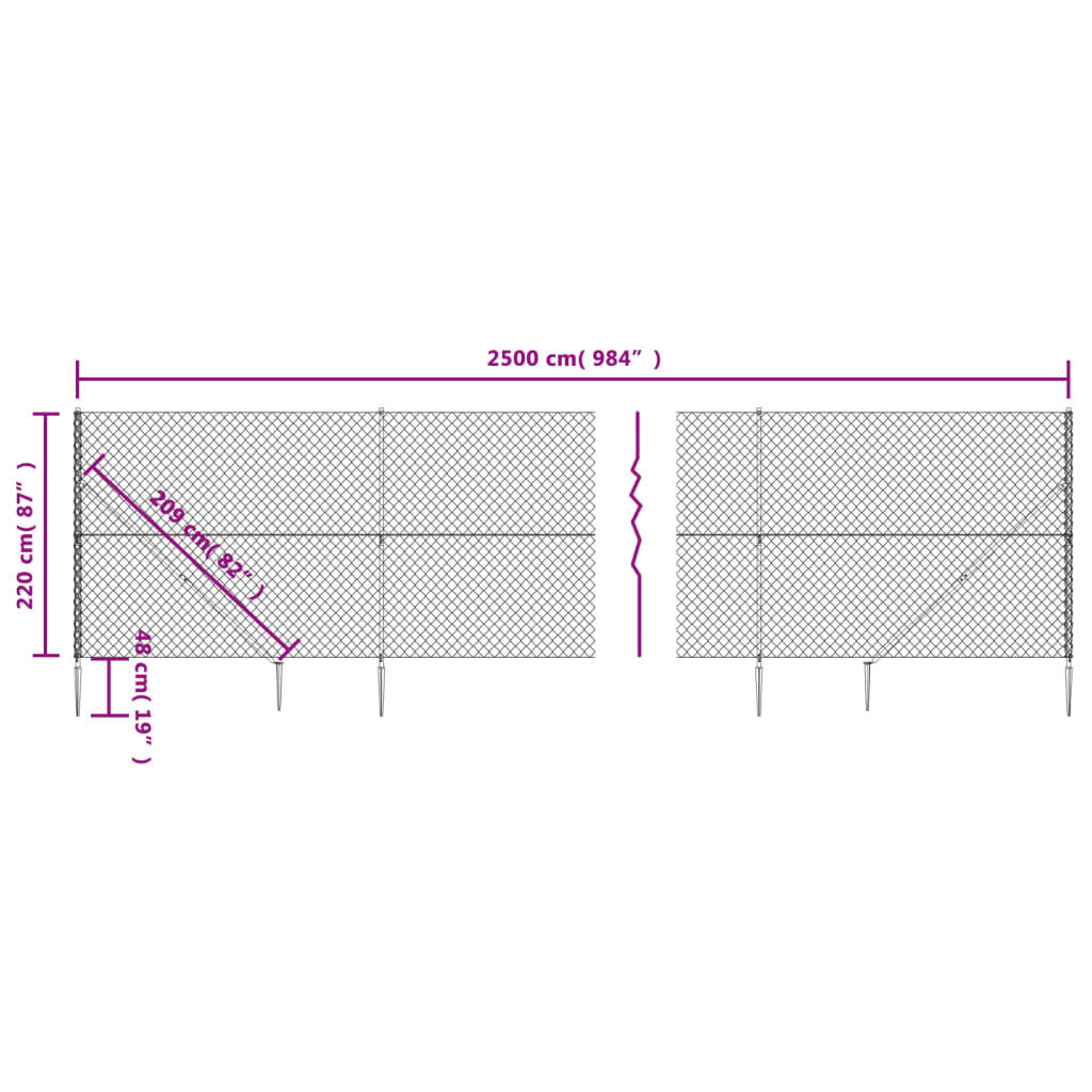 vidaXL Verkkoaita maapiikeillä hopea 2,2x25 m hinta ja tiedot | Aidat ja tarvikkeet | hobbyhall.fi