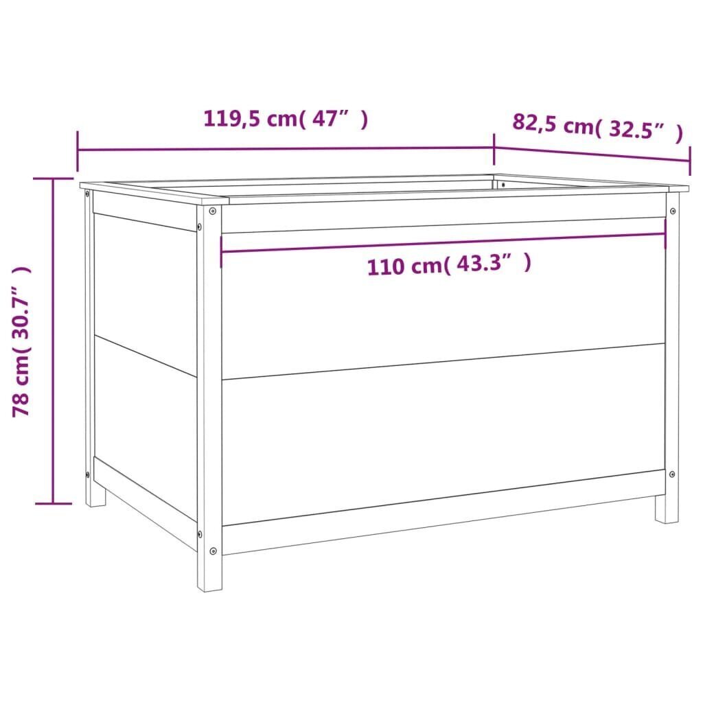 vidaXL Korotettu kukkalaatikko 119,5x82,5x78 cm täysi mänty hinta ja tiedot | Kukkalaatikot | hobbyhall.fi