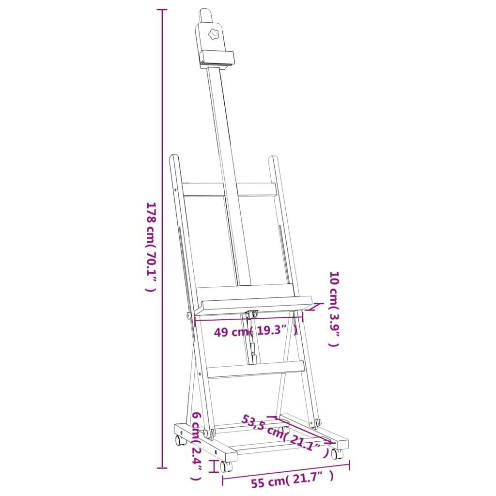 vidaXL Maalausteline 55x53,5x178 cm täysi pyökki hinta ja tiedot | Taide- ja askartelutarvikkeet | hobbyhall.fi