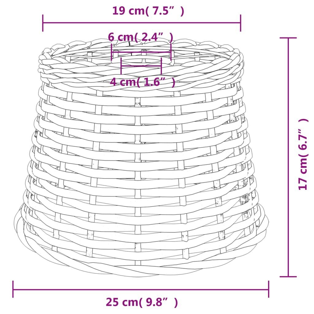 vidaXL Kattovalaisimen varjostin valkoinen Ø25x17 cm paju hinta ja tiedot | Kattovalaisimet | hobbyhall.fi