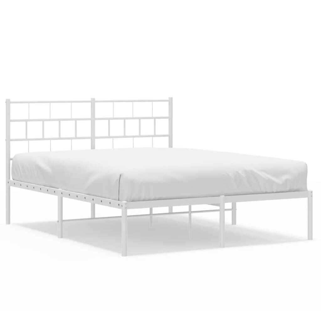 vidaXL Metallinen sängynrunko päädyllä valkoinen 140x190 cm hinta ja tiedot | Sängyt | hobbyhall.fi