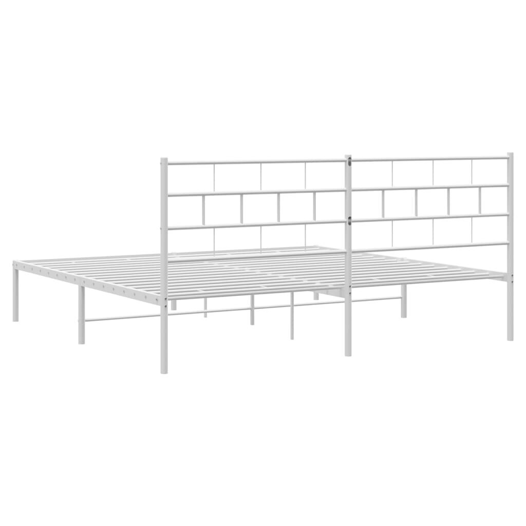 vidaXL Metallinen sängynrunko päädyllä valkoinen 183x213 cm hinta ja tiedot | Sängyt | hobbyhall.fi