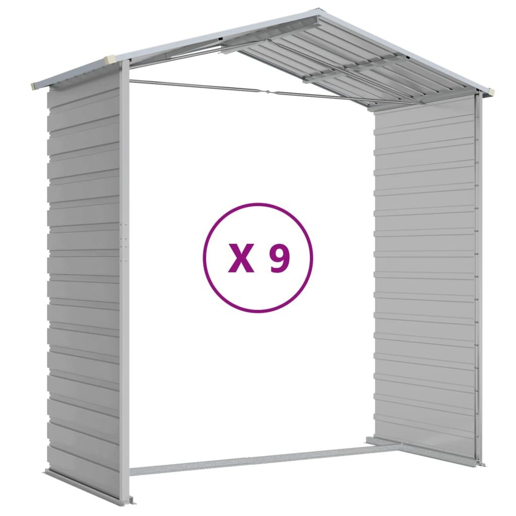 vidaXL Puutarhavaja vaaleanharmaa 191x810x198 cm galvanoitu teräs hinta ja tiedot | Piharakennukset | hobbyhall.fi