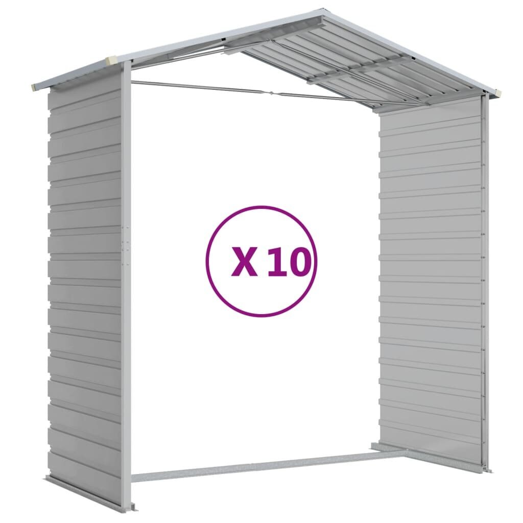 vidaXL Puutarhavaja vaaleanharmaa 191x895x198 cm galvanoitu teräs hinta ja tiedot | Piharakennukset | hobbyhall.fi