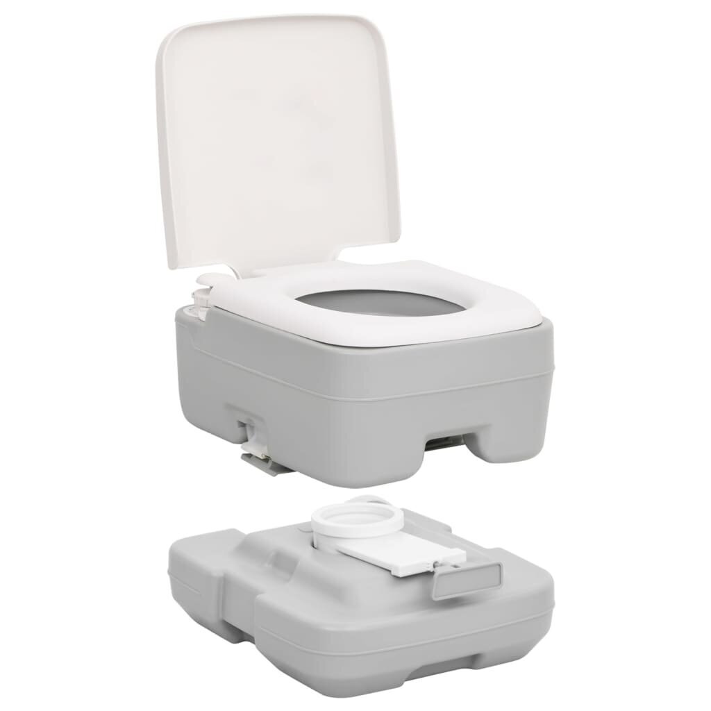 vidaXL Kannettava retki WC harmaavalkoinen 10+10 l HDPE hinta ja tiedot | Kuivakäymälät | hobbyhall.fi