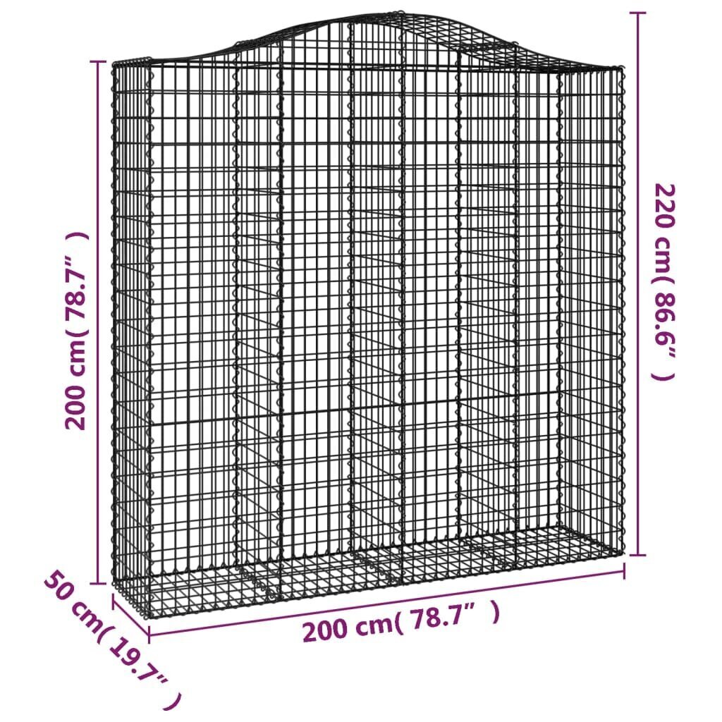 vidaXL Kaareva kivikori 200x50x200/220 cm galvanoitu rauta hinta ja tiedot | Aidat ja tarvikkeet | hobbyhall.fi