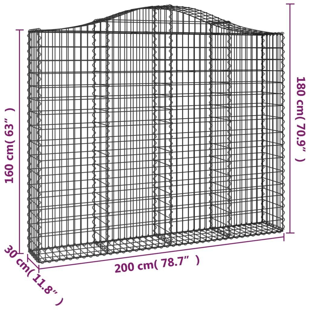 vidaXL Kaareva kivikori 200x30x160/180 cm galvanoitu rauta hinta ja tiedot | Aidat ja tarvikkeet | hobbyhall.fi