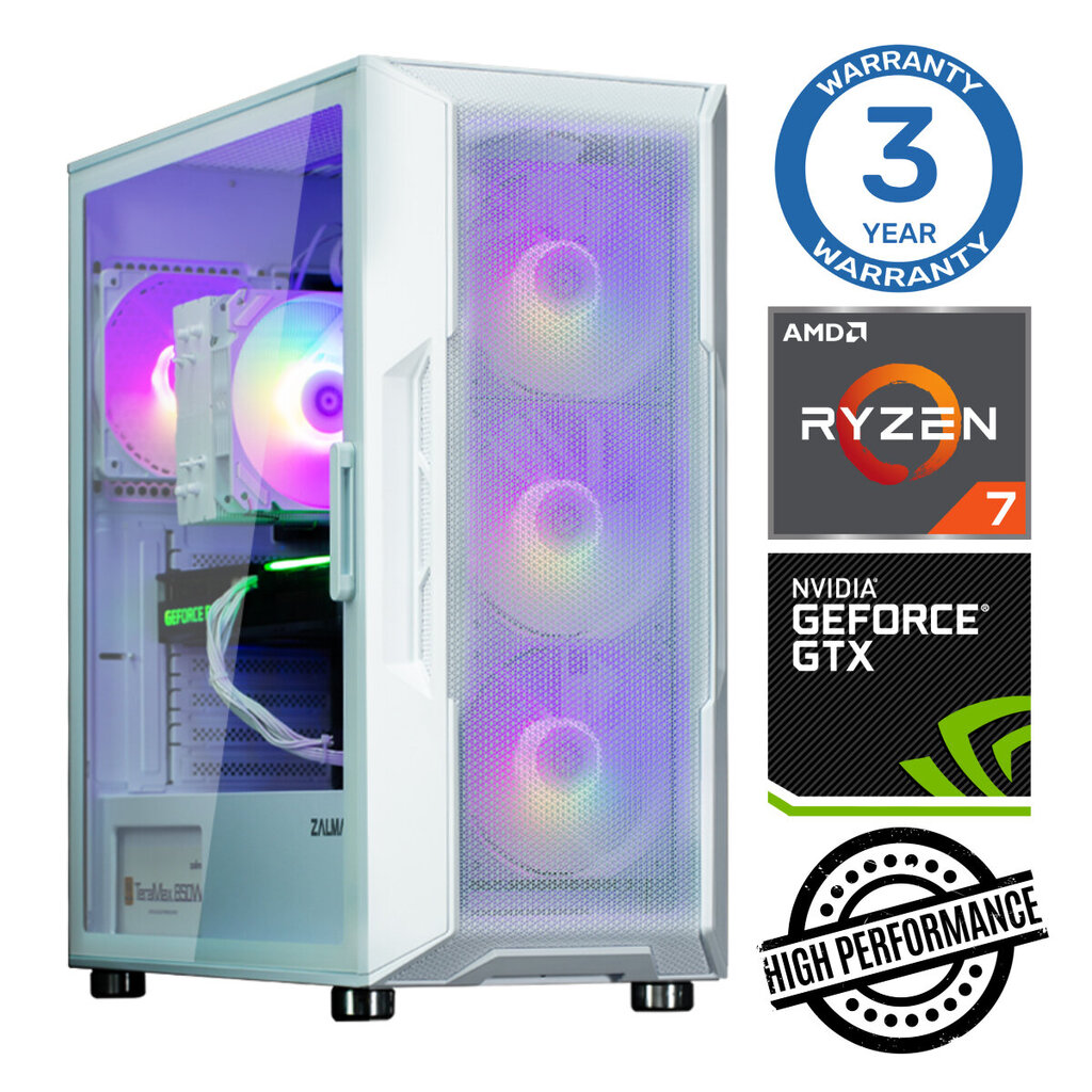 Intop Ryzen 7 5700X 16GB 250SSD M.2 NVME GTX1650 4GB no-OS hinta ja tiedot | Pöytätietokoneet | hobbyhall.fi